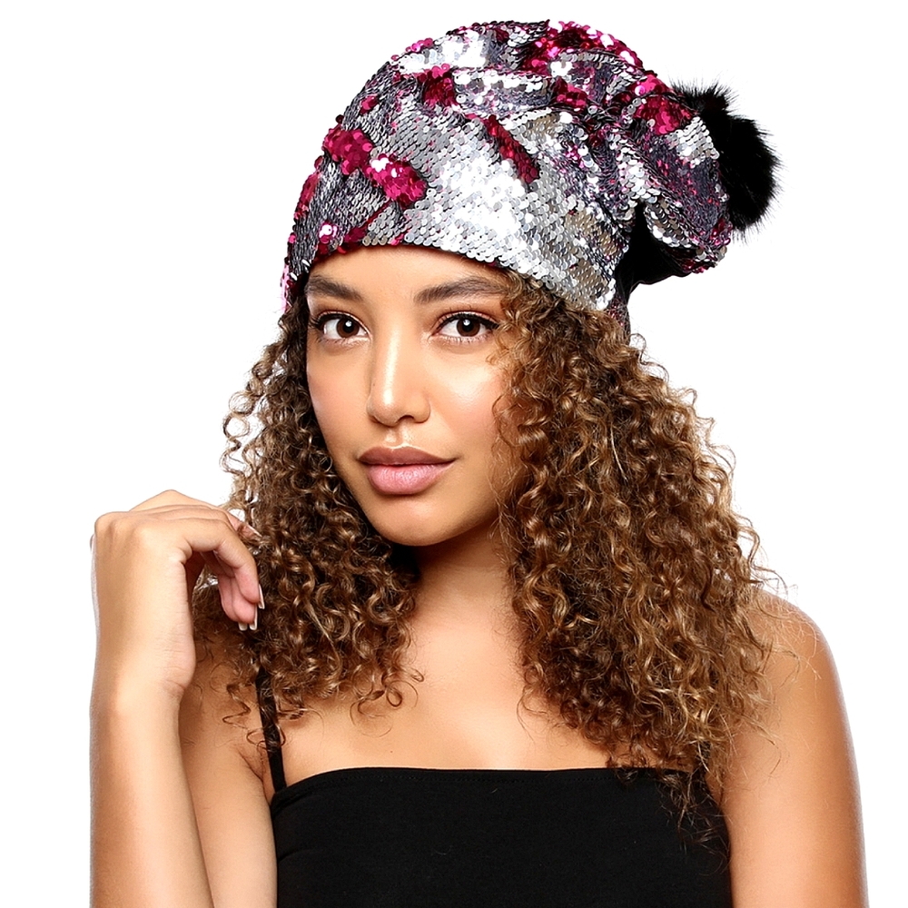 Gorgeous Unique Couture Sequined Beanie Holidays Christmas Festive Party Hat Cap